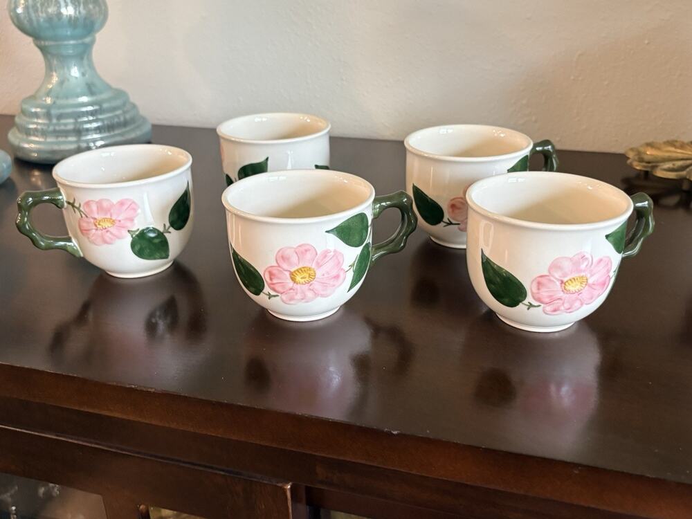 Villeroy & Boch Wild Rose Teacups Set of 5 W Germany Vintage Floral Cups